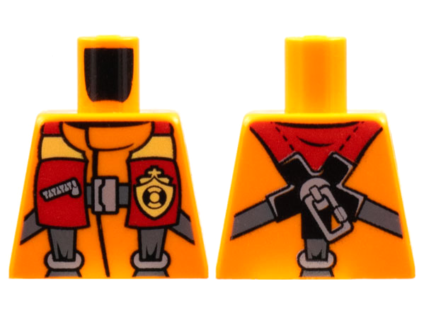 Lego Torso Coast Guard, Jacket with Harness and Yellow Coast Guard Logo Badge Pattern / Orange
