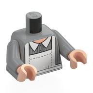 Lego Torso, Maid Outfit, Striped Shirt, White Collar, White Apron Print, Light Bluish Gray Arms, Light Nougat Hands / Light Bluish Gray