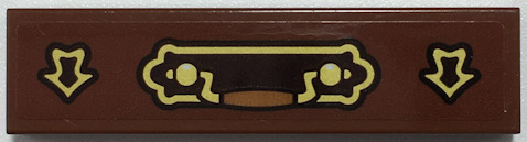 Lego Tile 1 x 4 with Ornate Handle on Gold and Dark Brown Plate, Arrows Pattern (Sticker) - Set 70425