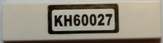 Lego Tile 1 x 4 with 'KH60027' Pattern (Sticker) - Set 60027 / White
