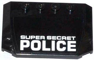 Lego Wedge 4 x 6 x 2/3 Triple Curved with White 'SUPER SECRET POLICE' Pattern (Sticker) - Set 70808