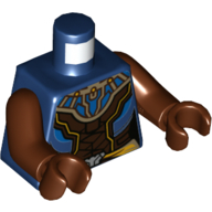 Lego Torso Armor, Dark Brown, Blue, and Gold Panels Print, Reddish Brown Arms and Hands