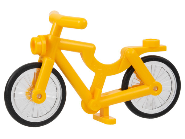 Lego Bicycle with Handlebars with Trans-Clear Wheels with Molded Black Hard Rubber Tires (4719 / 92851pb01)
