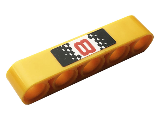 Lego Technic, Liftarm Thick 1 x 5 with Number 8 on White and Black Background Pattern (Sticker) - Set 42101