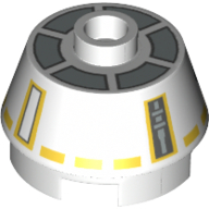 Lego Brick Round 2 x 2 Truncated Cone with Orange and Gray Droid Print (R5-F7)