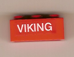 Lego Brick 1 x 3 with White 'VIKING' Pattern (Sticker) - Set 6541