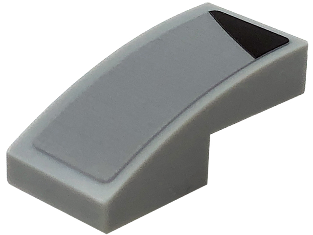 Lego Slope, Curved 2 x 1 x 2/3 with Black Triangle Corner on Light Bluish Gray Background Pattern Model Right Side (Sticker) - Set 76909