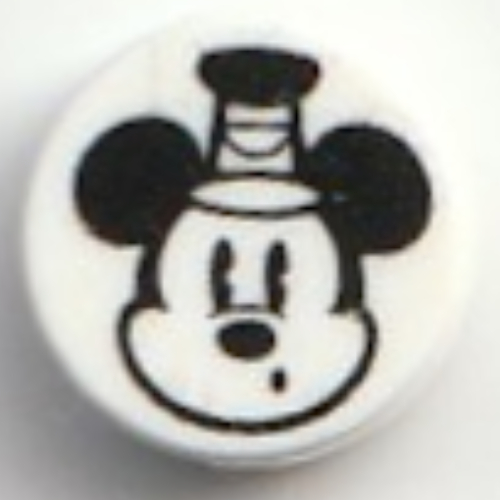 Lego Tile Round 1 x 1 with Classic Mickey Mouse Print