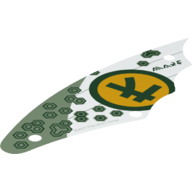Lego Sail, Scalloped with Sand Green Panel, Gold Circle with Dark Green Ninjargon Character Print / White