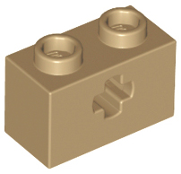 Lego Technic, Brick 1 x 2 with Axle Hole / Dark Tan