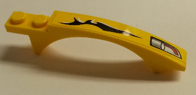 Lego Slope, Curved 8 x 1 x 1 2/3 with Arch and 2 Recessed Studs with Tribal and Headlight Pattern Model Left Side (Sticker) - Set 8183 / Yellow