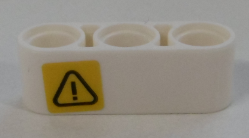 Lego Technic, Liftarm Thick 1 x 3 with Exclamation Mark in Danger Triangle Pattern Model Left Side (Sticker) - Set 42100