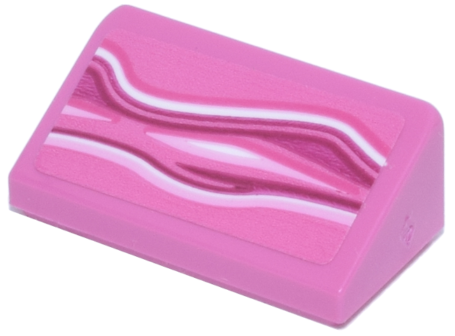 Lego Slope 30 1 x 2 x 2/3 with White, Magenta and Bright Pink Wavy Lines Pattern Model Right Side (Sticker) - Set 77241