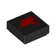 Lego Tile 1 x 1 with Red Flying Pegasus, Going Right Print