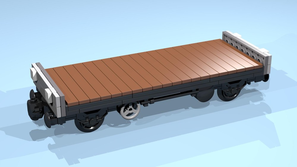 Lego 4-Wheel Flatbed Wagon (SNOT, gray-brown, 8 studs wide)