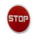 Lego Road Sign 2 x 2 Round with Clip with Wide Font 'STOP' on Red Background Pattern (Sticker) - Set 5970