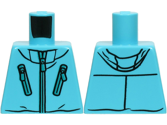 Lego Torso Winter Jacket with Pockets, Zipper, Hood and Creases Pattern / Medium Azure