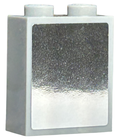 Lego Brick 1 x 2 x 2 with Inside Stud Holder with Mirror Pattern (Sticker) - Set 41058 / Light Bluish Gray