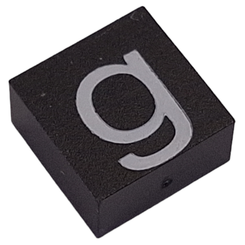 Lego Modulex Tile 2 x 2 with White 'g' Print, without Internal Supports / Modulex Tile Brown