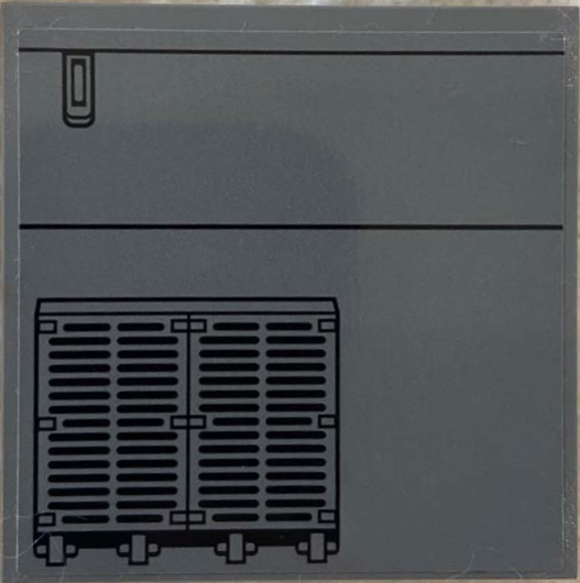 Lego Tile 6 x 6 with Bottom Tubes, Textured Surface with Dark Bluish Gray SW Vents and Black Lines Pattern Model Right Side (Sticker) - Set 75217
