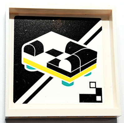 Lego Panel 1 x 6 x 5 with Furniture Shop Poster with Black, Yellow and Dark Turquoise Armchair Pattern (Sticker) - Set 41732