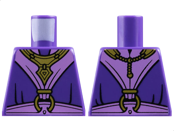 Lego Torso Robe, Medium Lavender V Panel, Sash, Gold Bib Necklace and Clasp Ring Pattern / Dark Purple