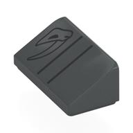 Lego Brick Sloped 30° 1 x 2 x 2/3 with Black Mudhorn Skull Symbol Print