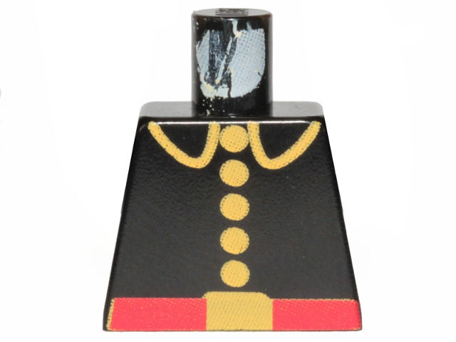 Lego Torso Fire Uniform with Red Belt and Yellow Lapels, Buttons, and Buckle Pattern / Black