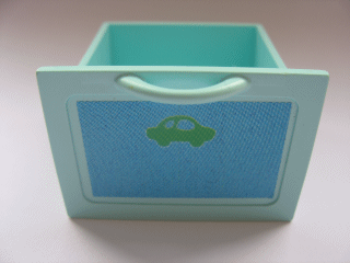 Lego Scala Large Drawer with Green Car on Blue Background Pattern (Sticker) - Set 3152 / Aqua
