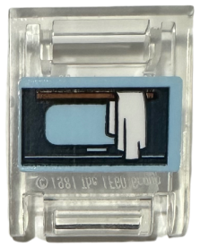 Lego Container, Box 2 x 2 x 2 Door with Slot with Dark Blue Oven Door and White Towel on Bright Light Blue Background Pattern (Sticker) - Set 42655