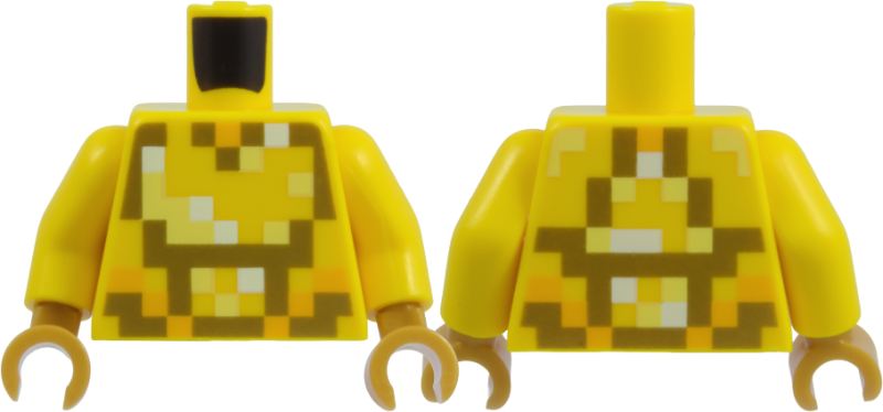 Lego Torso Pixelated Gold, Bright Light Yellow, Bright Light Orange, and White Pattern / Yellow Arms / Pearl Gold Hands