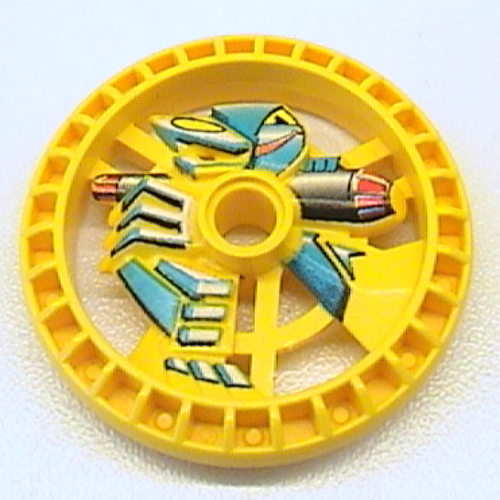 Lego Technic Disc 5 x 5 Notched, Skeleton Print / Yellow