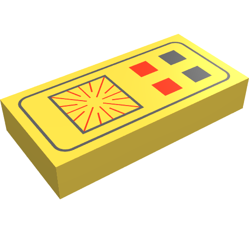 Lego Tile 1 x 2 with Space Computer Print / Yellow
