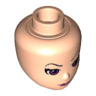 Lego Minidoll Head, Magenta Eyes and Lips and Thin Eyebrows Print (Ragana) / Light Nougat