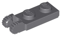 Lego Hinge Plate 1 x 2 Locking with 2 Fingers on End / Dark Bluish Gray