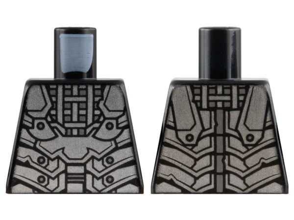 Lego Torso Silver Layered Armor Plates with Dark Silver Rivets Pattern / Black