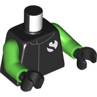 Lego Torso, Racing Suit, White Sauber Logo Print, Bright Green Arms, Black Hands