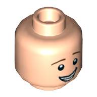 Lego Minifig Head Woody, Reddish Brown Eyebrows, Smile with Teeth / Scared Print / Light Nougat