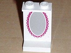 Lego Panel 1 x 2 x 3 - Solid Studs with Oval Mirror Pattern on Inside (Sticker) - Set 6410