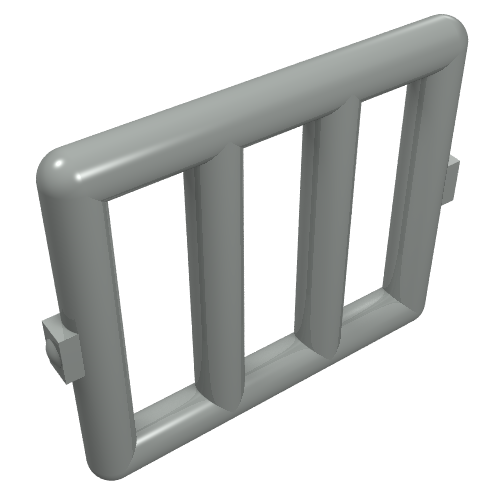 Lego Bar 1 x 4 x 3 Window [Side Tabs] / Light Gray