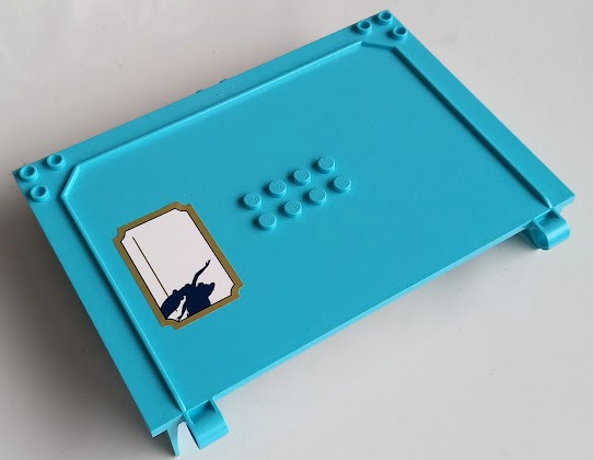 Lego Container, Book Cover Half, 16 x 12 x 2 2/3 (Storybook Adventures) with Name Label with Dark Blue Ariel Silhouette on White Background Pattern (Sticker) - Set 43176