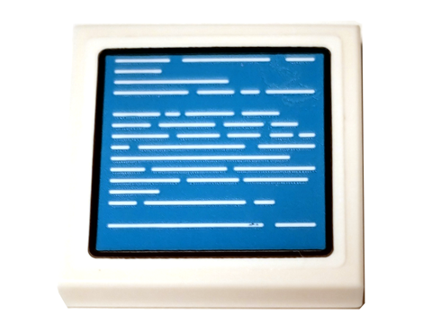 Lego Tile 2 x 2 with Computer Monitor with Blue Screen and White Text Pattern (Sticker) - Set 75936