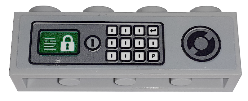 Lego Brick 1 x 4 with Safe and Keypad Pattern (Sticker) - Set 60198
