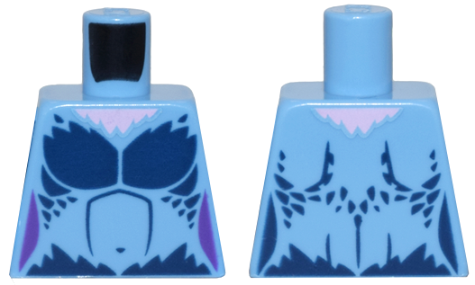 Lego Torso Female Dark Blue Chest Feathers and Bright Pink Neck Pattern / Medium Blue