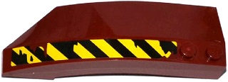 Lego Wedge 8 x 3 x 2 Open Right with Worn Black and Yellow Danger Stripes Pattern (Sticker) - Set 70735