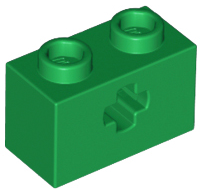 Lego Technic, Brick 1 x 2 with Axle Hole / Green