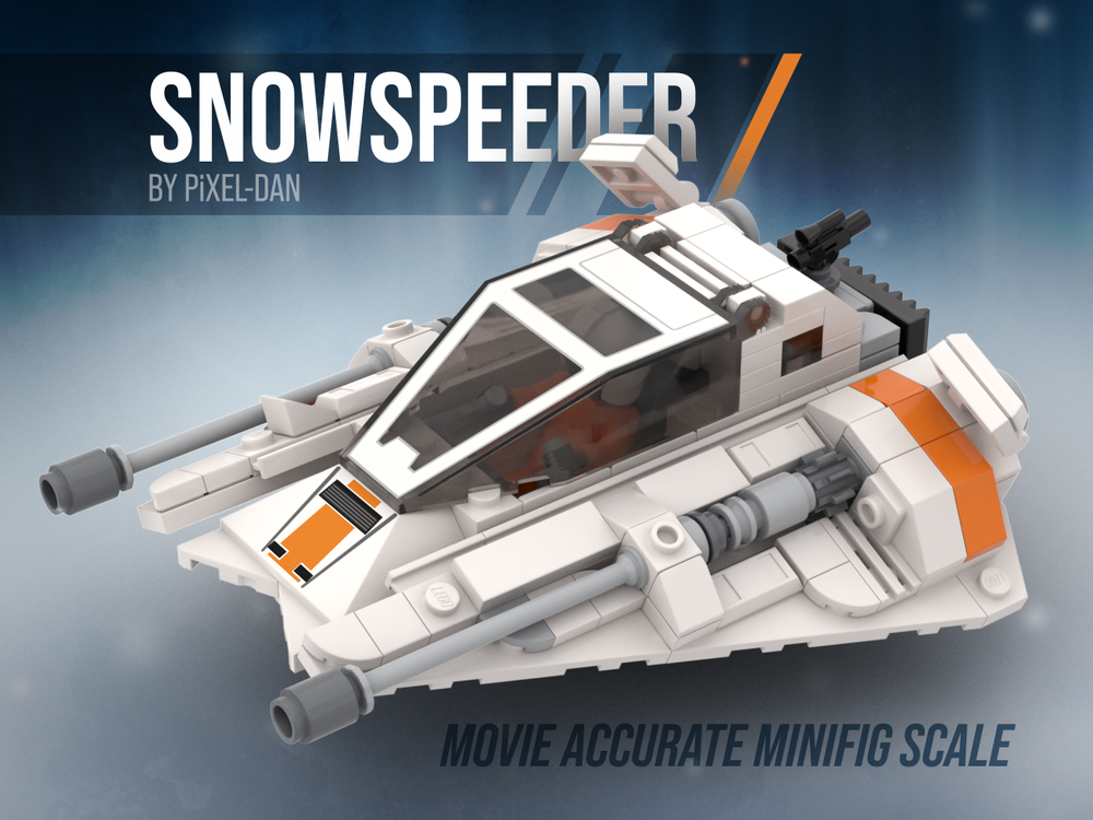 Lego PiXEL-DANs T-47 Snowspeeder - ACCURATE MINFIG SCALE - Playset / 1 Pilot Edition