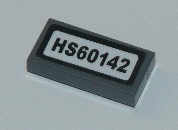 Lego Tile 1 x 2 with 'HS60142' Pattern (Sticker) - Set 60142