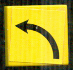 Lego Tile 2 x 2 with Arrow Black Long Curved Counterclockwise (Left) Pattern (Sticker) - Set 8364
