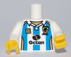 Lego Torso Soccer Octan Logo and Light Blue Stripes Pattern / White Arms / Yellow Hands